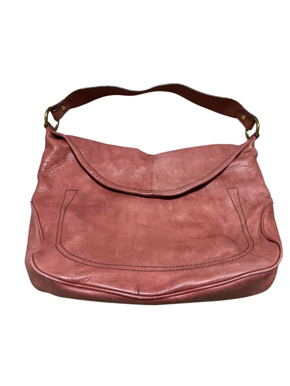 Frye Campus Rivet Hobo Bag Reddish Brown Leather Magnetic Closure 13 X 11 X 4